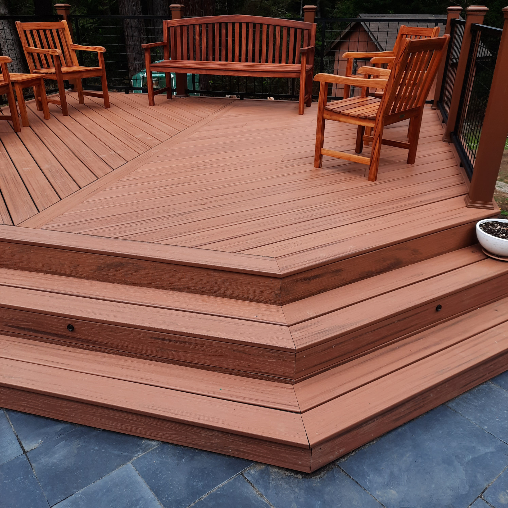Finished Star deck surface with railing and lighting details completed
