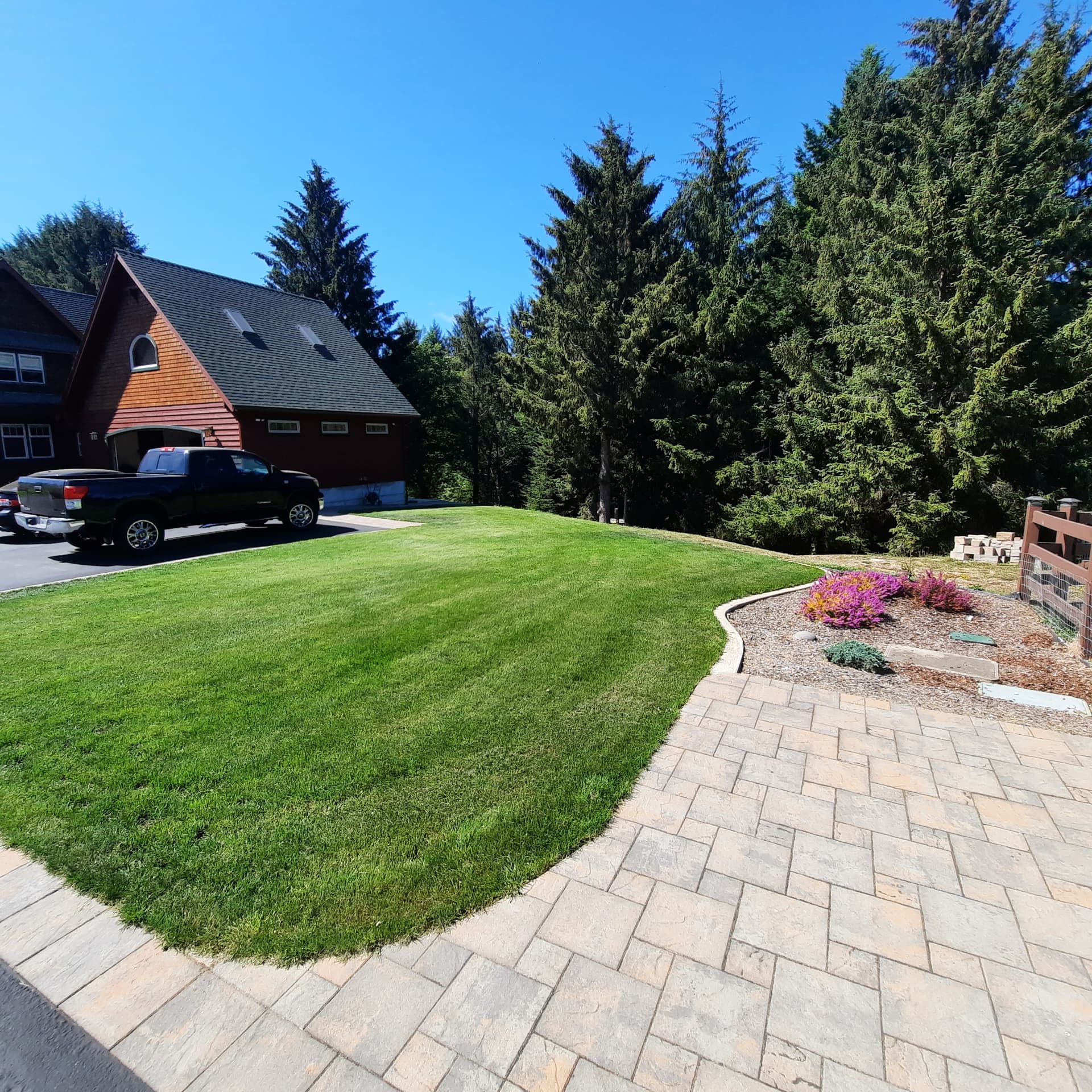 Lawn with even irrigation coverage after system adjustment